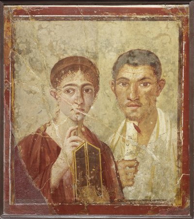 Porträtt av bagaren Terentius Neo och hans fru av Roman Pompeian wall painting