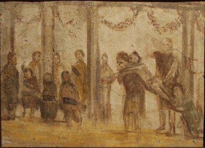 En elevs straff. Fresk från huset av Julia Felix, 1:a århundradet. av Roman Pompeian wall painting.