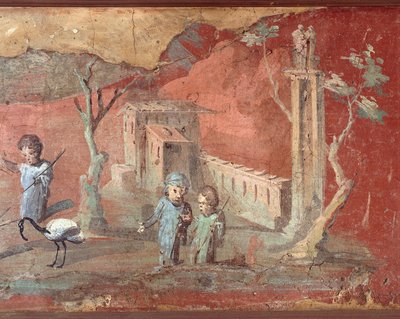 Forntida romersk fresk med lantlig scen av Roman Roman
