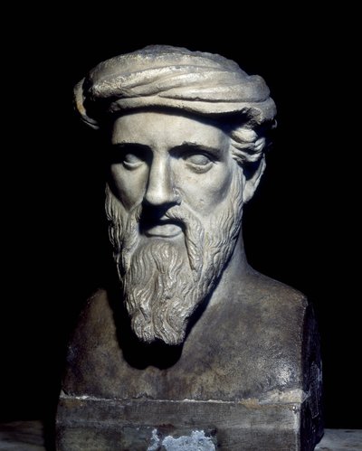 Byst av Pythagoras (6:e f.Kr.), Capitolini-museet, Rom. av Roman Roman