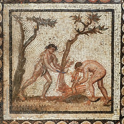 Samlar ihop halmbalar (mosaik) av Roman Roman