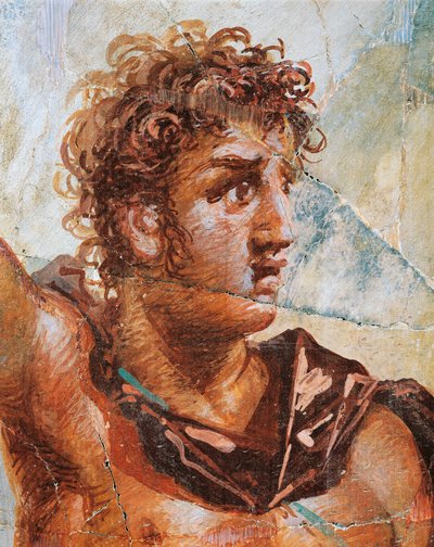 Detalj av en fresk föreställande Alexander, från Alexanders (Ares) och Stateiras (Aphrodites äktenskap), Regio 6 Insula Occidentalis 39, Pompeji (UNESCO:s världsarvslista) av Roman Roman