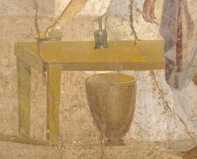 Detalj av fresk som visar en offermåltid, De förgyllda amorernas hus, Pompeji , Kampanien, Romersk civilisation av Roman Roman