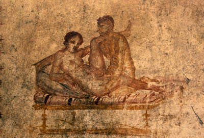 Erotisk fresk från House of Vettii, Pompeji (UNESCOs världsarvslista av Roman Roman