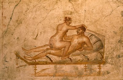 Erotisk fresk från hus av Vettii, Pompeji (UNESCOs världsarvslista). av Roman Roman