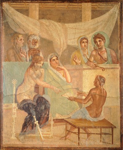 Fresk föreställande Admetus och Alcestis, från Pompeji (UNESCOs världsarvslista av Roman Roman