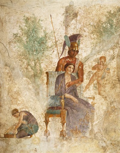 Fresk föreställande Mars och Venus med kärlek, Pompeji, Kampanien, romersk civilisation av Roman Roman