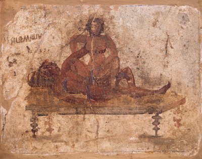 Fresk föreställande erotiskt ämne, från Pompei, Italien av Roman Roman