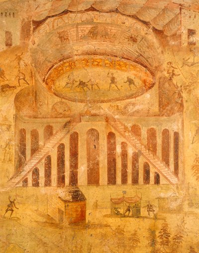 Fresk som skildrar gräl mellan Pompeians och Nocerini i amfiteatern, från Pompeji, Kampanien, romersk civilisation av Roman Roman