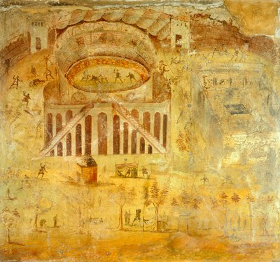 Fresk som skildrar gräl mellan Pompeians och Nocerini i amfiteatern, från Pompeji, Kampanien, romersk civilisation av Roman Roman
