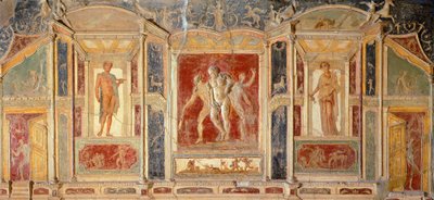 Fresk med väggdekoration, från House of Meleagro, Pompeji (UNESCOs världsarvslista av Roman Roman