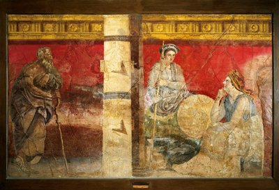Macedoines kungafamilj och en filosof. Fresco 325x199cm. Från Boscoreale, nära Neapel. Museo nazionale archeologico, Neapel (Neapels arkeologiska museum) av Roman Roman