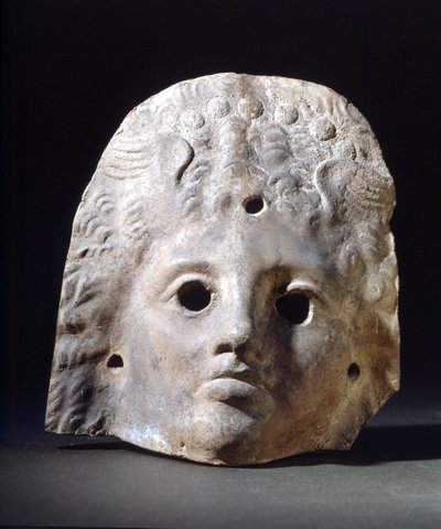 Mask för tragedier under romartiden. Trappans museum. Milano av Roman Roman