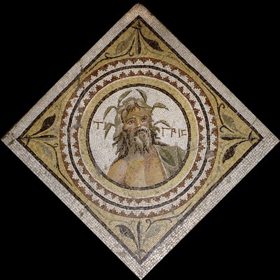 Personifiering av floden Tigris, sent 2:a/3:e århundradet e.Kr. (mosaik) av Roman Roman