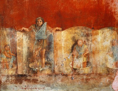 Pelarfresk föreställande ulltillverkning, från Pompei, Fullonica av Veranio Ipseo av Roman Roman
