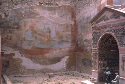 Pompeji, Casa de Diana och amphitrite-fontän och väggmålning, Italien (foto) av Roman Roman