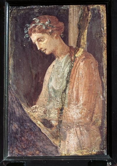 Profilporträtt av en ung kvinna från Italien, Kampanien, Pompeji, målning på gips, 55-79 e.Kr. av Roman Roman