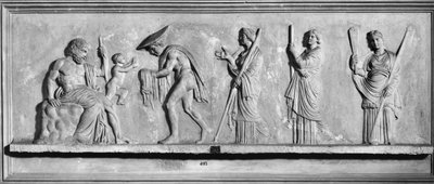 Dionysos födelse från Zeus högra lår (marmor) (s/v foto) av Roman Roman