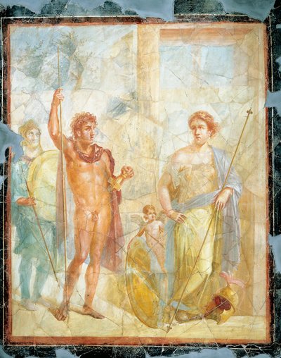 Alexanders (Ares) och Stateiras (Aphrodites) äktenskap, fresk i Regio 6 Insula Occidentalis 39, Pompeji (UNESCO:s världsarvslista av Roman Roman