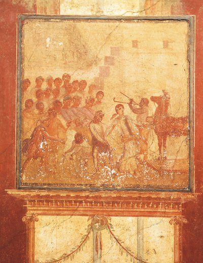 Trojansk häst, fresk från House of Menander, Pompeji, Kampanien, romersk civilisation av Roman Roman