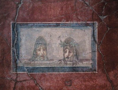 Två teatraliska masker, 1:a århundradet f.Kr.-79 e.Kr av Roman Roman