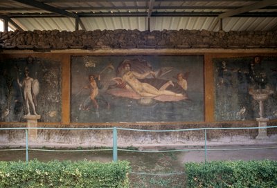 Venus i skal, fresk från peristylium i House of Venus in Shell, Pompeji (UNESCOs världsarvslista av Roman Roman