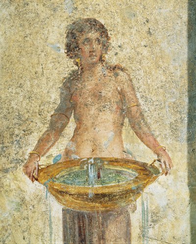 Kvinna som bär en hink med vatten, detalj, från Pompeji, Fresco av Roman Roman