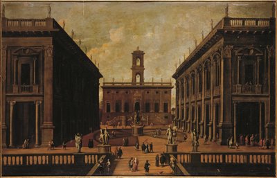 Vy över Piazza del Campidoglio, Rom av Roman School