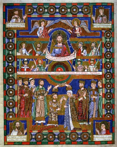 Kröning av Henrik Lejonet och hans äktenskap med Matilda, från Henrik Lejonets evangelium av Romanesque