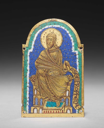 Platta: Sittande profet från en relikvieskrin: Osea (Hosea), ca 1170-1180 (förgylld koppar, champlevé-emalj) av Romanesque