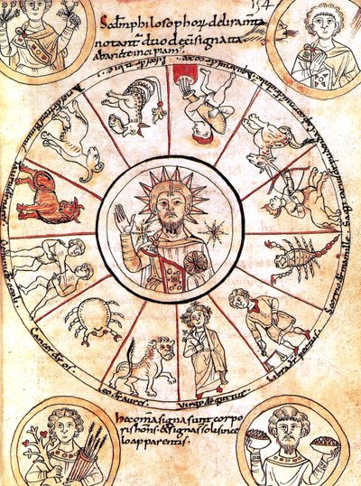 Solen omgiven av zodiakens tecken av Romanesque