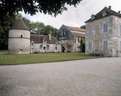 Utsikt över duvsko, kyrka och abbotsbostad av Romanesque