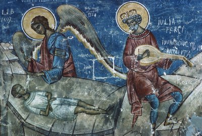 Death of the Just, detalj från The Last Judgement, 1547-50 av Romanian School