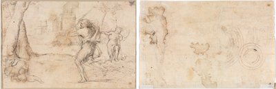 Romulus och Remus Hittade av Faustulus (höger) Koncentriska cirklar (verso) av Romanino