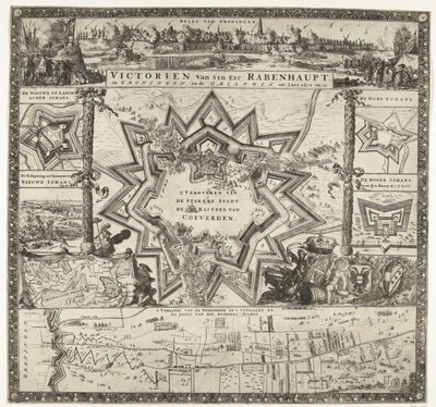 Rabenhaupts segrar i Groningen åren 1672-1673 Viktoriansk skåpbil syn ex. Rabenhaupt, i Groningen och Omlanden, int iaer 1672 och 73 (titel på objekt) av Romeyn de Hooghe (attributed to)
