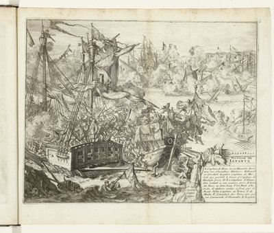 Slaget vid Lepanto, 1571 Victoire de Lepanto (titel på objekt) Guerres de Flandres (serietitel) av Romeyn de Hooghe (attributed to)