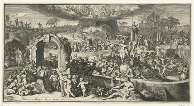 Allegorisk framställning med Tabula Cebetis av Romeyn de Hooghe