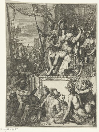 Allegorisk representation av (sjö)handel Samling av historiska och allegoriska tryck. 11 stycken av Romeyn de Hooghe