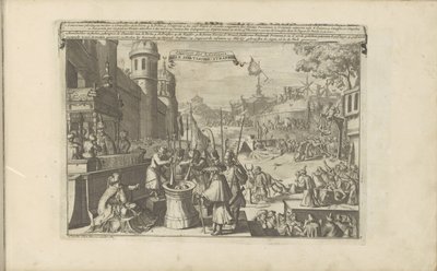 Aziatische straffen Tortyrer av asiater / Alle Aziatische straffen (titel på objektet) Öst- och Västindien och andra platser (serietitel) av Romeyn de Hooghe