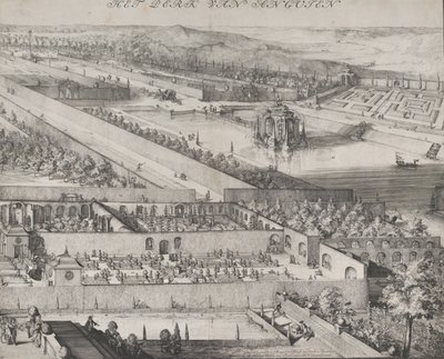 Detalj av parken vid Enghiens högra halva, 1685. av Romeyn de Hooghe