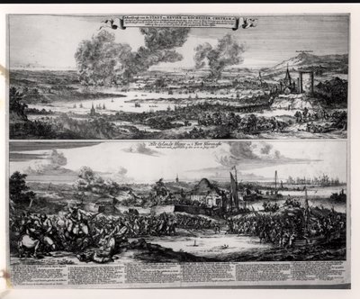 Holländskt angrepp på floden Medway den 20 och 21 juni 1667, graverat av Nicolas Visscher (1618-1709). av Romeyn de Hooghe