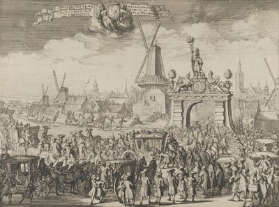 William III:s intåg i Haag Inhaling van S.K. Maj aende Westeynder brug dörr ..., 1691. av Romeyn de Hooghe
