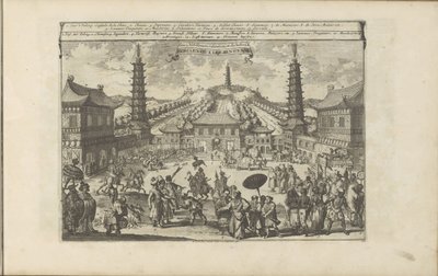 Hof i Peking Indiaense Kleedingen / Klasser, förband, hälsningar, etc. indianer (titel på objekt) Öst- och Västindien och andra platser (serietitel) av Romeyn de Hooghe