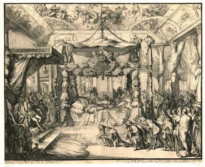 Drottning Mary II Stuart på sin dödsbädd, 1695 The Death and Burial of Mary II Stuart, Queen of England, 1695 (serietitel) av Romeyn de Hooghe