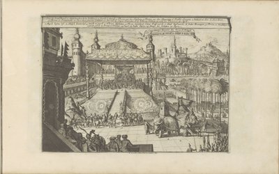 Koninklijk hof i Mongoliet Mongols Hof en Hofpracht / Court and Royal Pump of the Great Mogul (titel på objektet) Öst- och Västindien och andra platser (serietitel) av Romeyn de Hooghe