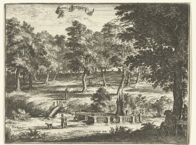 Landskap med brunnen "Acidula Smechtana" Acidula Smechtana (titel på objekt) av Romeyn de Hooghe