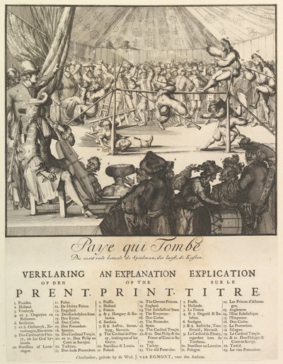 Pays qui Tombe: Vem faller först, Playman, who sist, pays the Cost The Fall of the ....n.d. av Romeyn de Hooghe