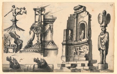 Arkitektoniska detaljer i klassisk och pseudo-klassisk stil av Romolo Achille Liverani