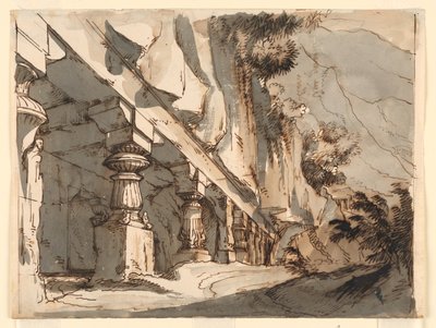 Scenografi, grotta och tempel av Romolo Achille Liverani