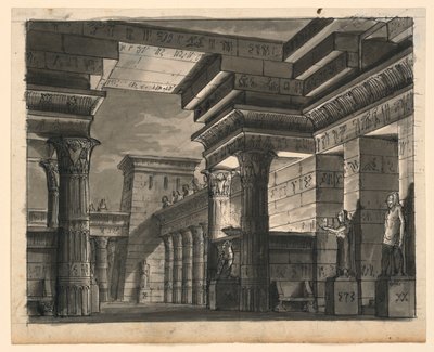 Scendesign, egyptiska byggnader av Romolo Achille Liverani